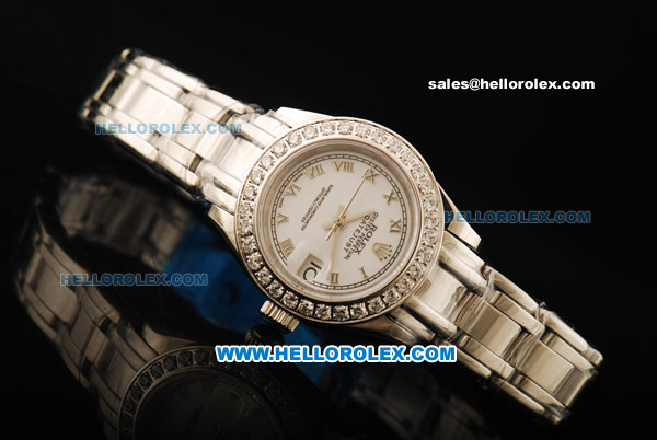 Rolex Datejust Automatic Movement ETA Coating Case with White Dial and Diamond Bezel-Lady Model - Click Image to Close